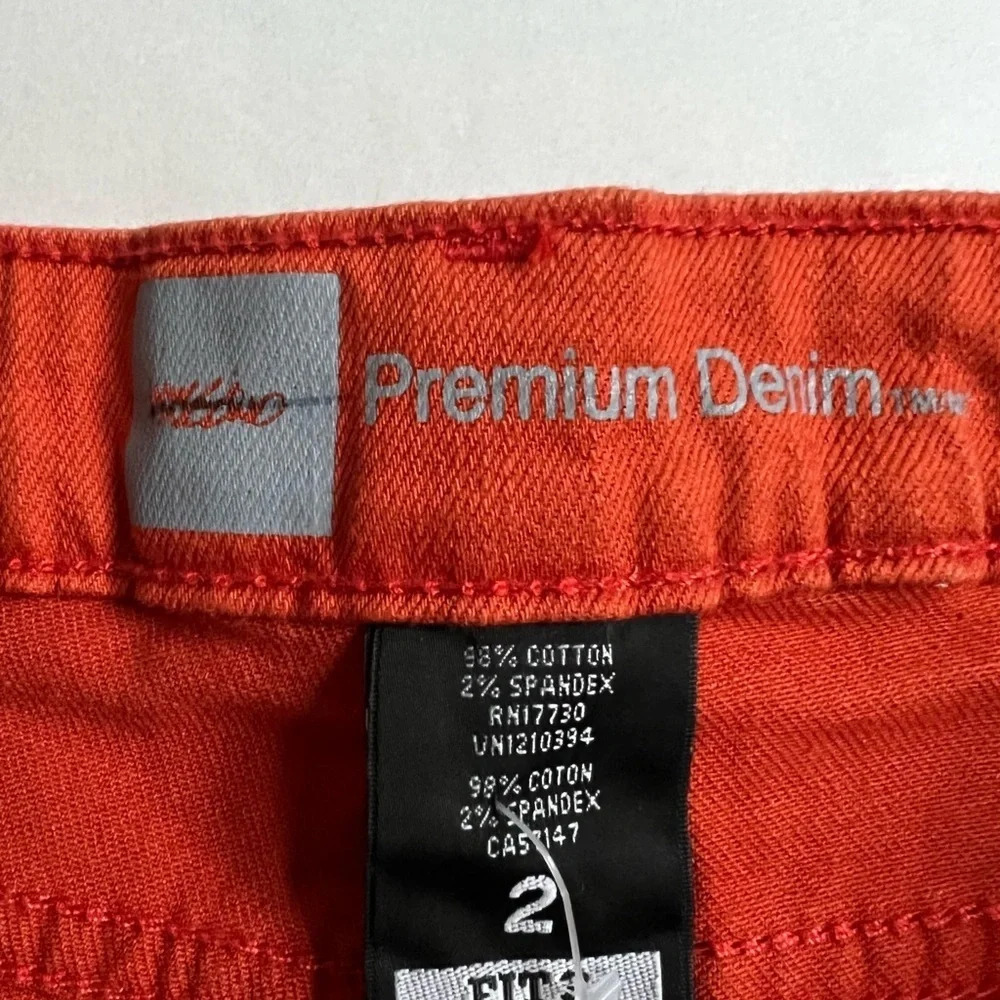 Mossimo Supply Co Studded Cutt Off Hem Orange Denim Jean Womens Shorts Sz 2 NWOT - Picture 5 of 5